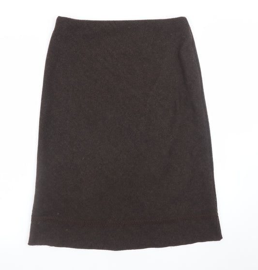 Marks and Spencer Women Brown Wool Blend Knee Length Pencil Skirt Size 12
