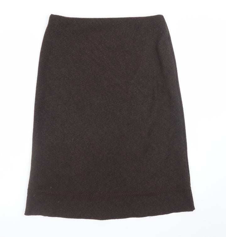 Marks and Spencer Women Brown Wool Blend Knee Length Pencil Skirt Size 12