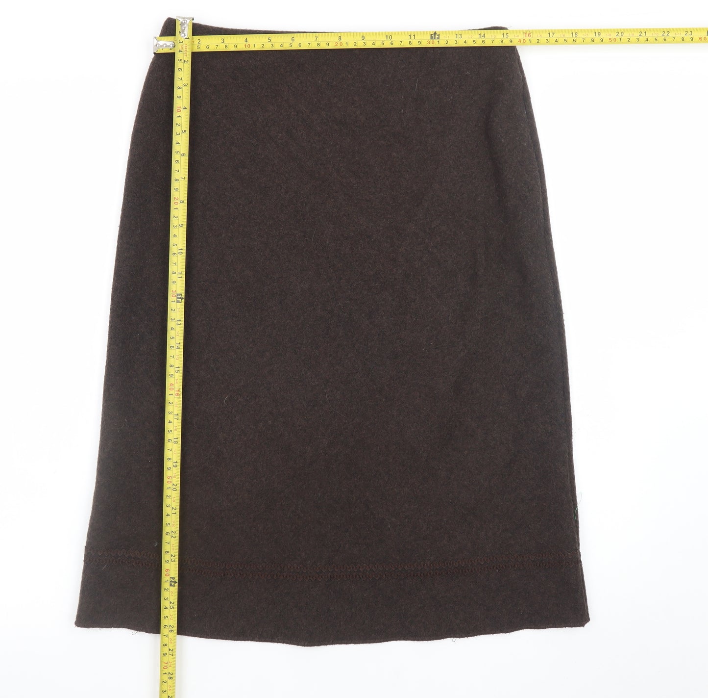 Marks and Spencer Women Brown Wool Blend Knee Length Pencil Skirt Size 12