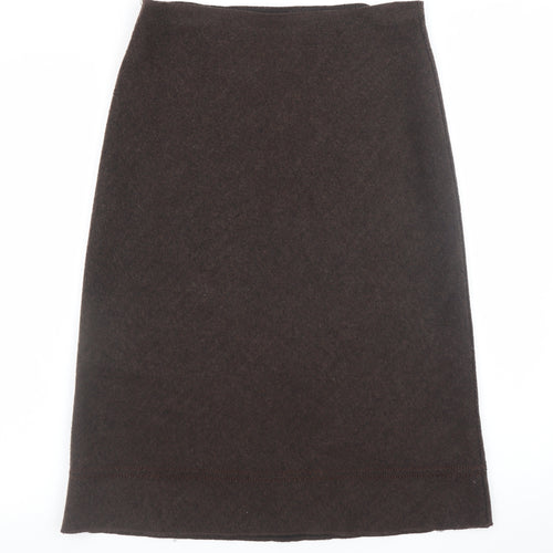 Marks and Spencer Women Brown Wool Blend Knee Length Pencil Skirt Size 12
