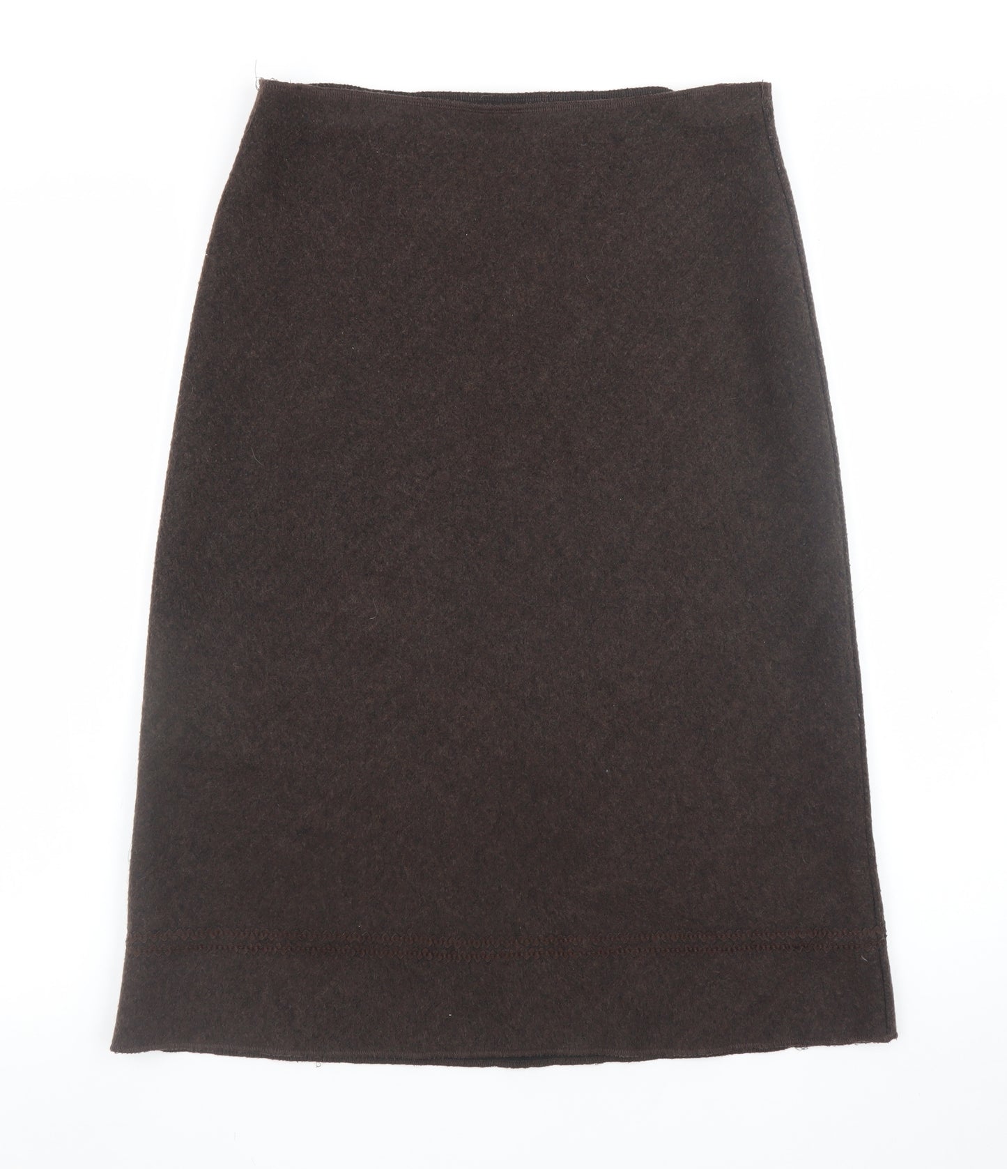 Marks and Spencer Women Brown Wool Blend Knee Length Pencil Skirt Size 12