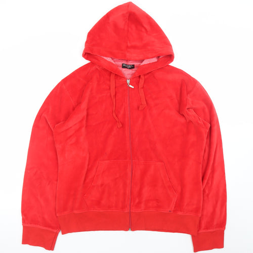 Boogy London Womens Red Full Zip Hoodie 4XL Polyester Cotton Blend