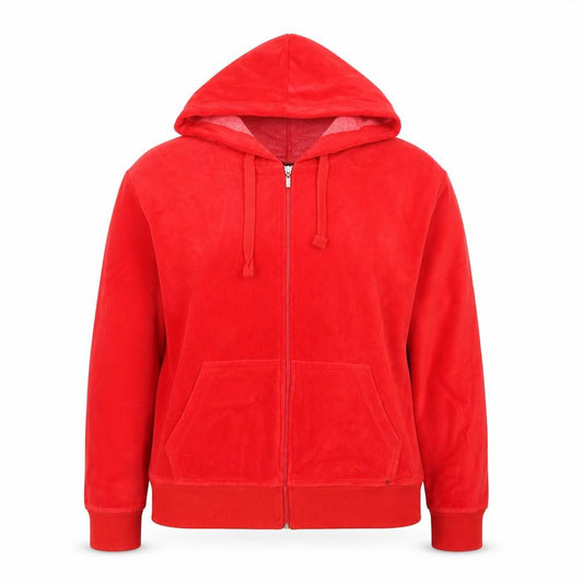Front view of Boogy London women’s red full zip hoodie 4xl polyester cotton blend