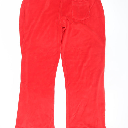 Boogy London Womens Red 4XL Velour Sweatpants with Drawstring Waist