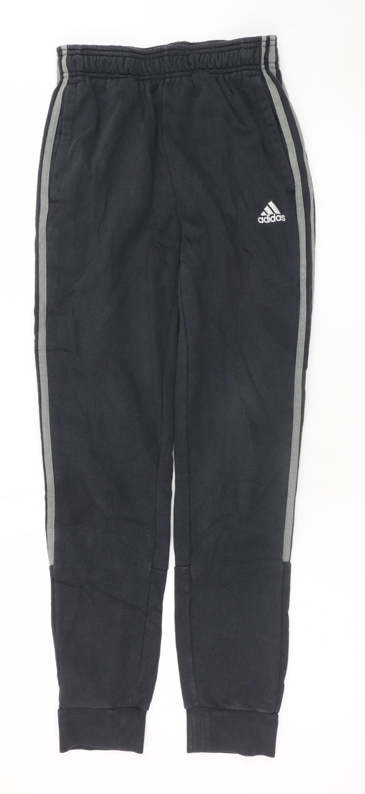 Adidas Men's Black XS Jogger Trousers with Stripe Detail