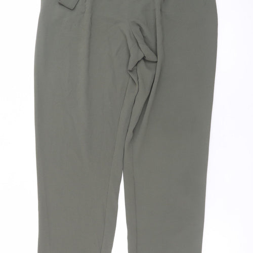 M&Co Womens Green Size 10 Paperbag Trousers Elastic Waist