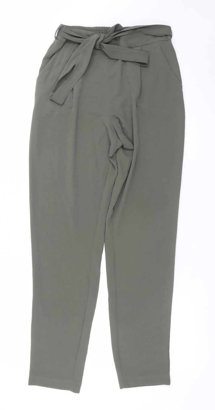 M&Co Womens Green Size 10 Paperbag Trousers Elastic Waist