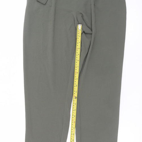 M&Co Womens Green Size 10 Paperbag Trousers Elastic Waist