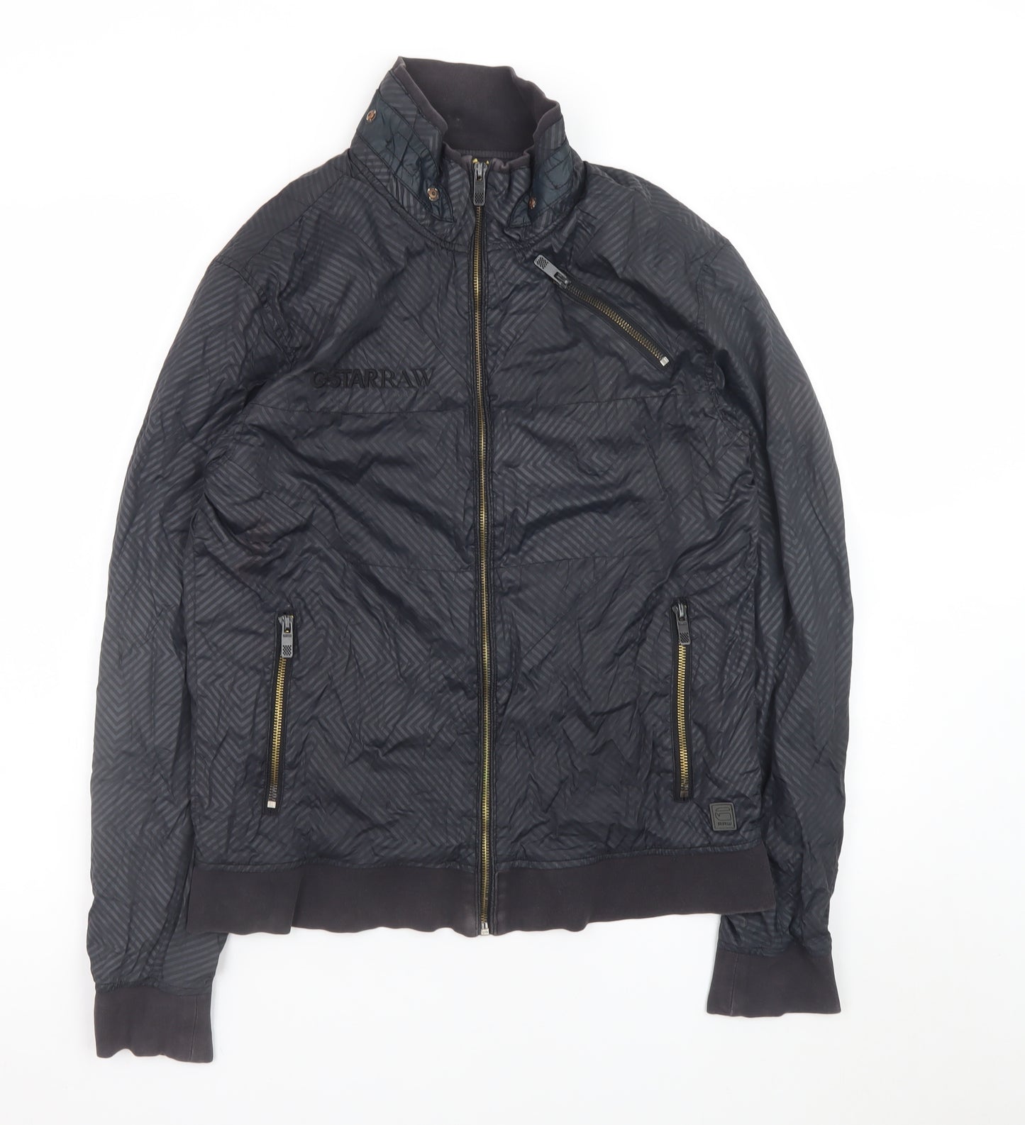 G-Star Men’s Black L Bomber Jacket Polyamide Zip-Up Urban Style