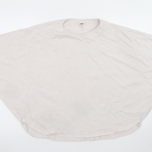 Uniqlo Women Beige Relaxed Fit Dolman Sleeve T-Shirt M
