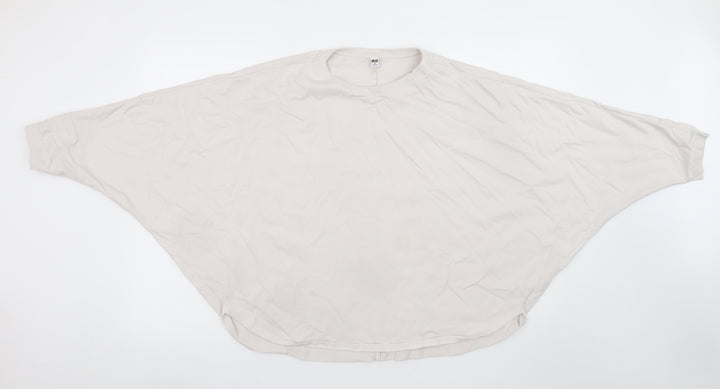 Uniqlo Women Beige Relaxed Fit Dolman Sleeve T-Shirt M