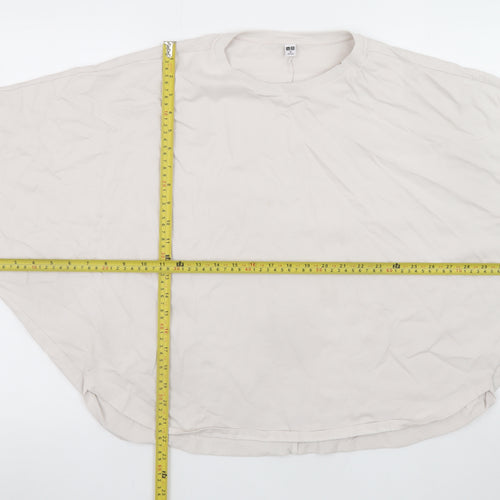 Uniqlo Women Beige Relaxed Fit Dolman Sleeve T-Shirt M