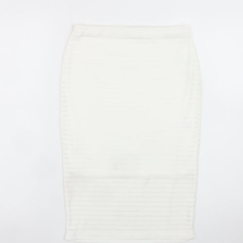 Missguided Women's White Size 10 Pencil Midi Skirt Stretch
