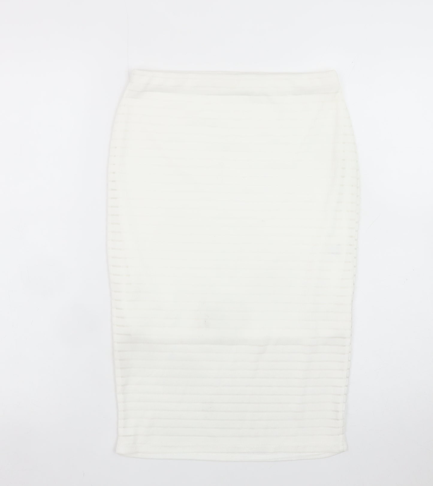 Missguided Women's White Size 10 Pencil Midi Skirt Stretch