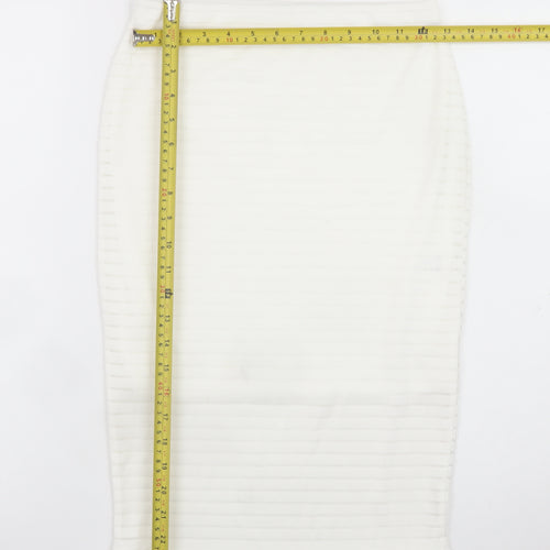 Missguided Women's White Size 10 Pencil Midi Skirt Stretch