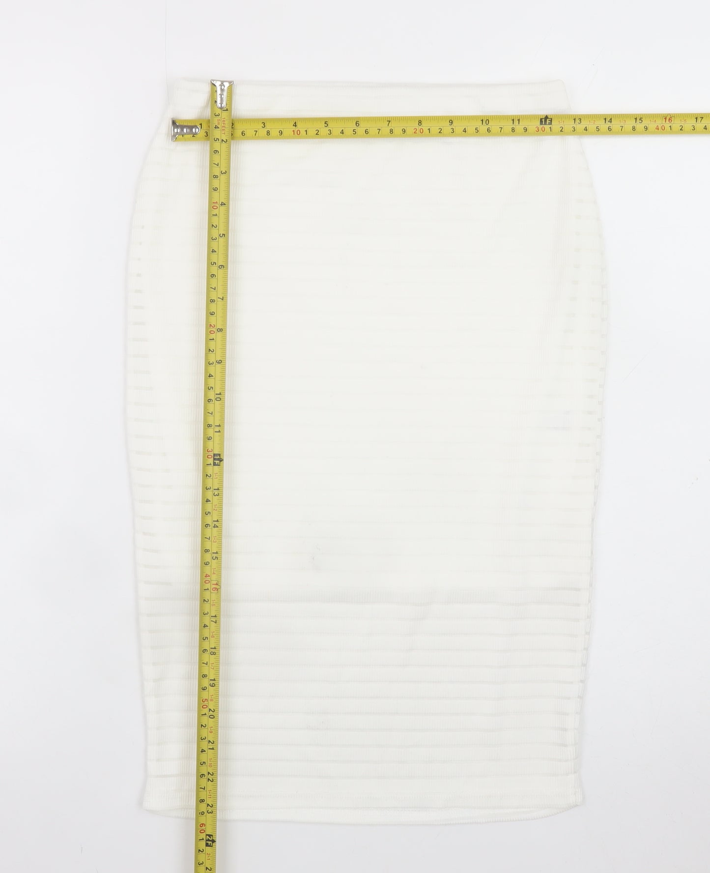 Missguided Women's White Size 10 Pencil Midi Skirt Stretch