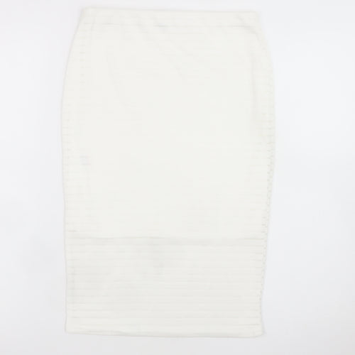 Missguided Women's White Size 10 Pencil Midi Skirt Stretch