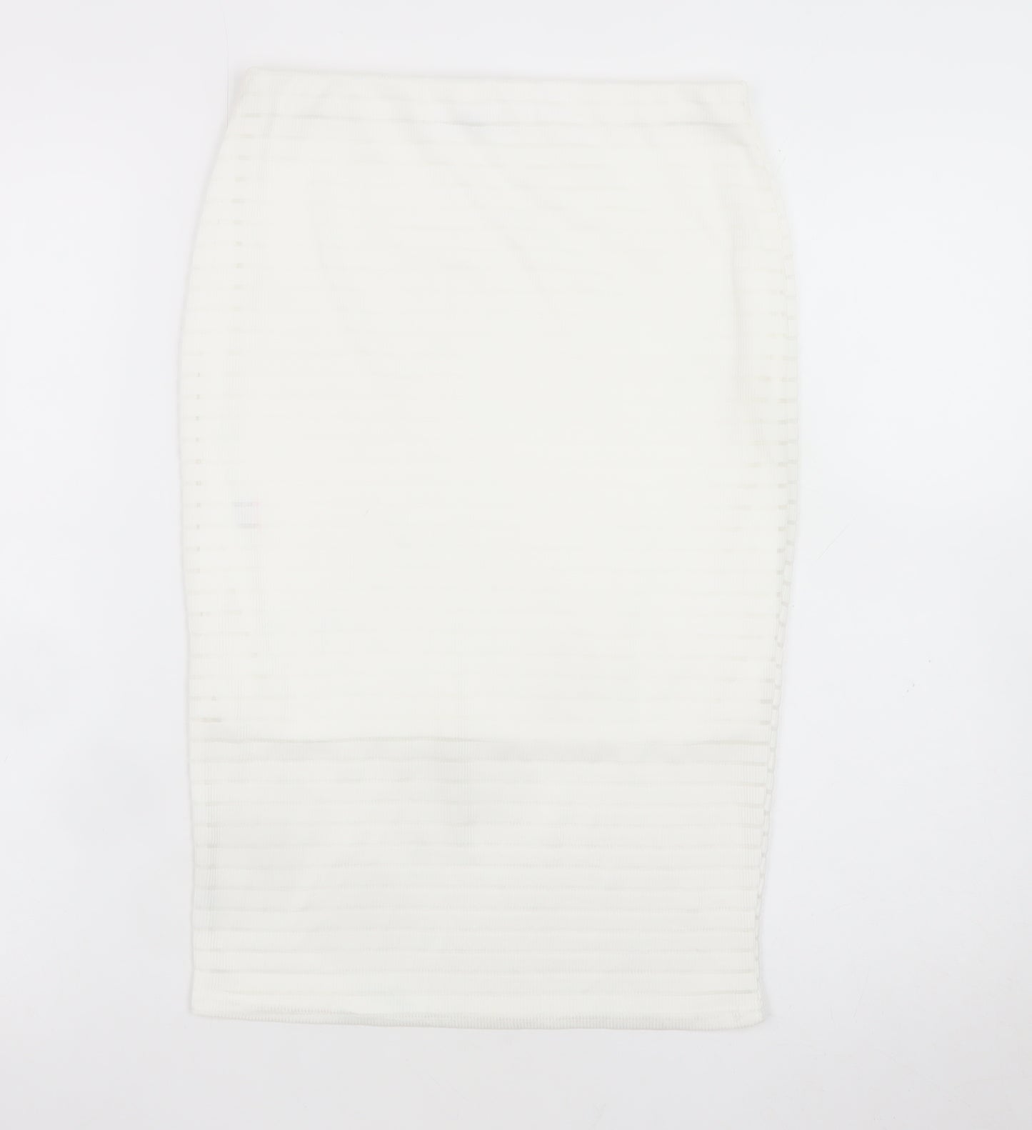 Missguided Women's White Size 10 Pencil Midi Skirt Stretch