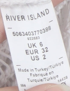 River Island Women White Open-Knit Tie Front Cardigan Size 6
