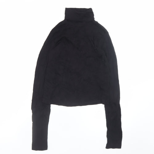 ZARA Women Black Roll Neck Long Sleeve Jersey Top Size 12