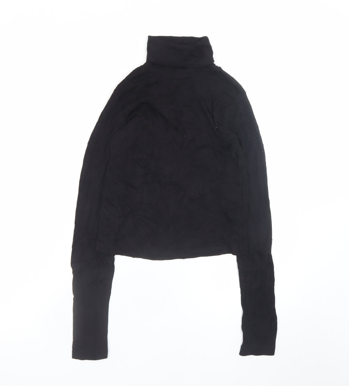 ZARA Women Black Roll Neck Long Sleeve Jersey Top Size 12
