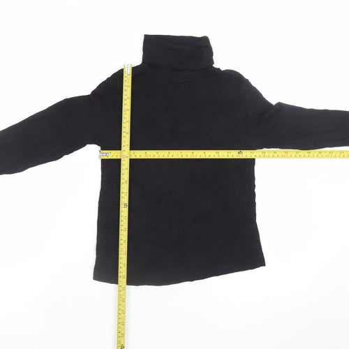 ZARA Women Black Roll Neck Long Sleeve Jersey Top Size 12
