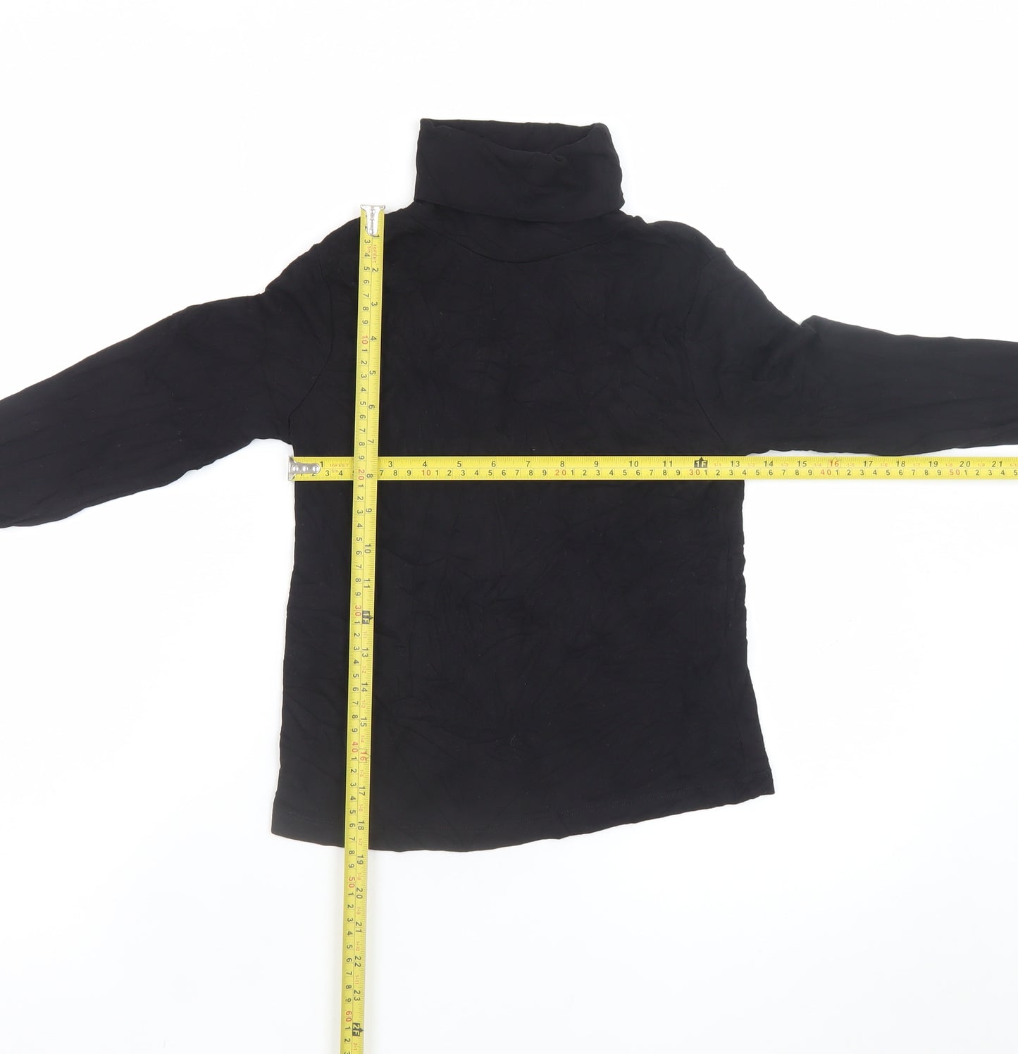 ZARA Women Black Roll Neck Long Sleeve Jersey Top Size 12