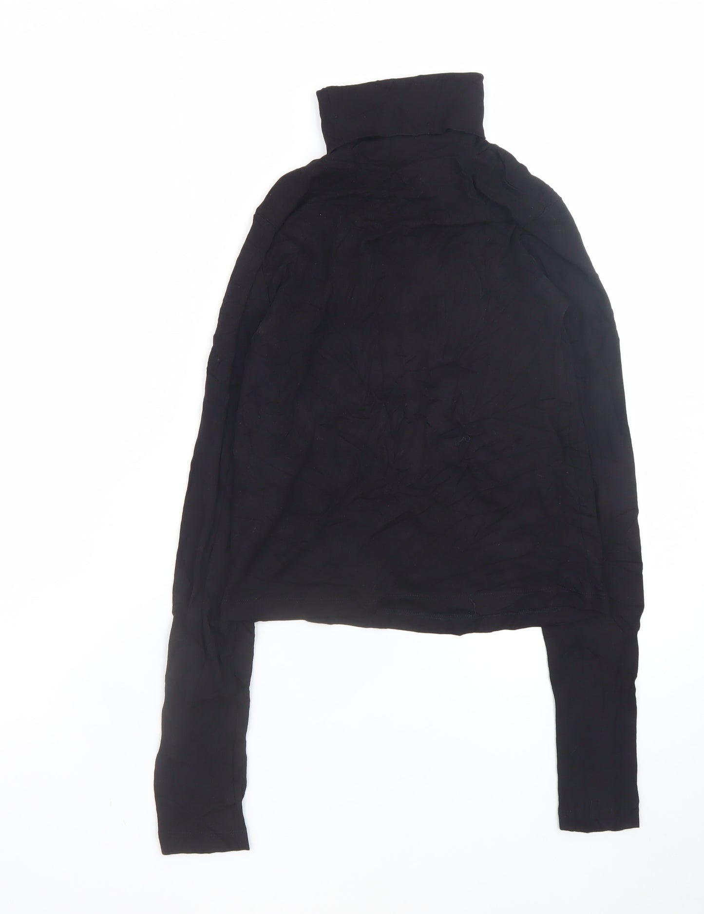 ZARA Women Black Roll Neck Long Sleeve Jersey Top Size 12