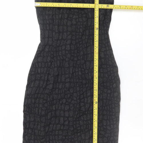 Karen Millen Women Black Size 8 Sheath Knee Length Wool Dress