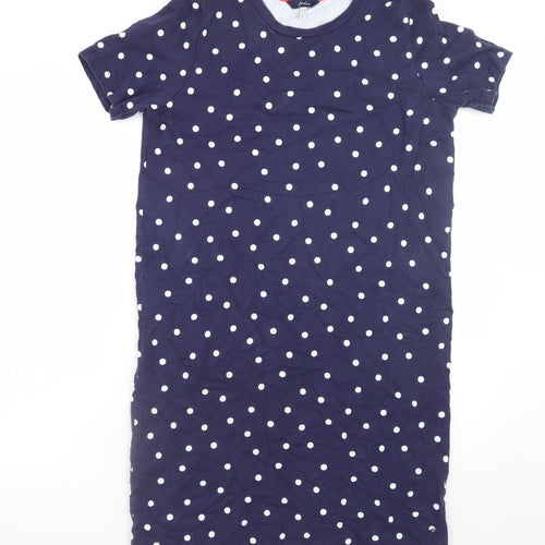 Joules Women's Blue Polka Dot Cotton T-Shirt Dress Size 10