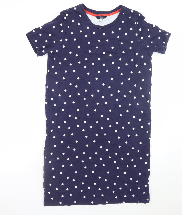 Joules Women's Blue Polka Dot Cotton T-Shirt Dress Size 10