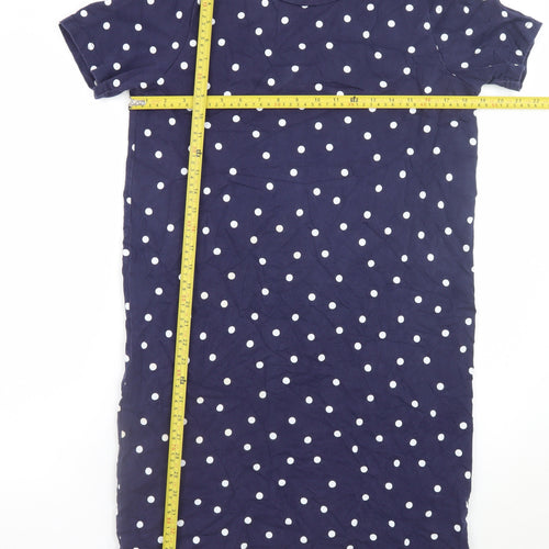 Joules Women's Blue Polka Dot Cotton T-Shirt Dress Size 10
