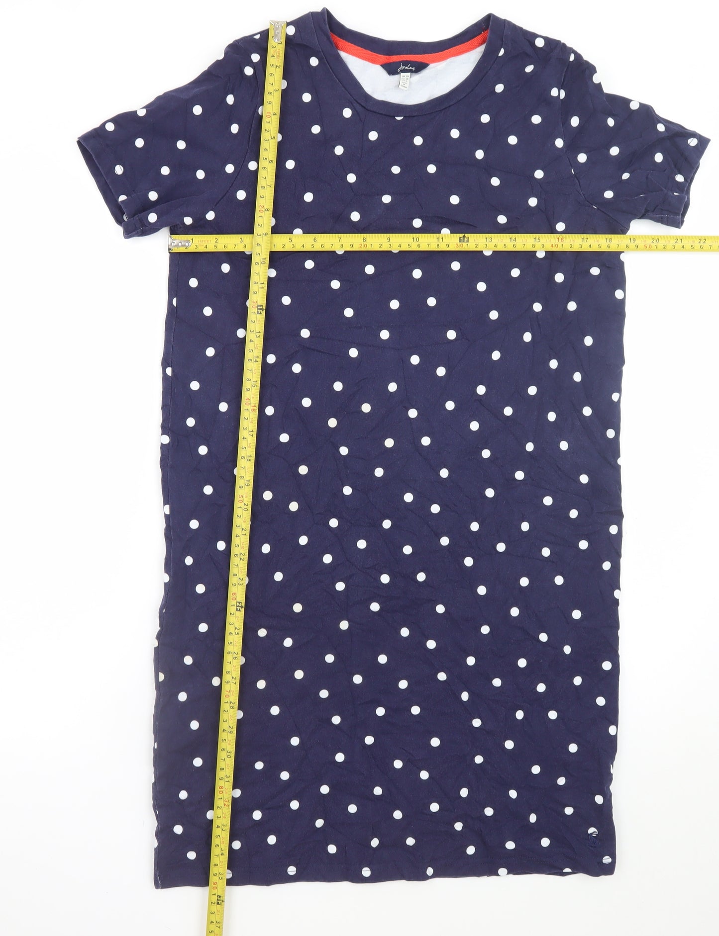 Joules Women's Blue Polka Dot Cotton T-Shirt Dress Size 10