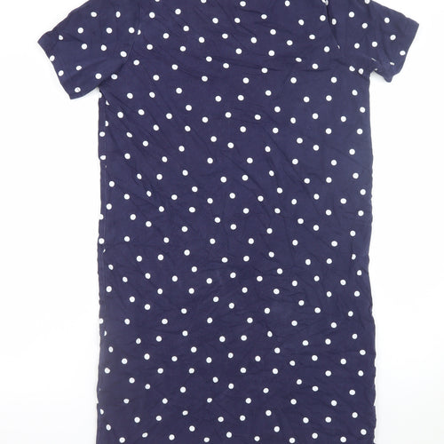Joules Women's Blue Polka Dot Cotton T-Shirt Dress Size 10