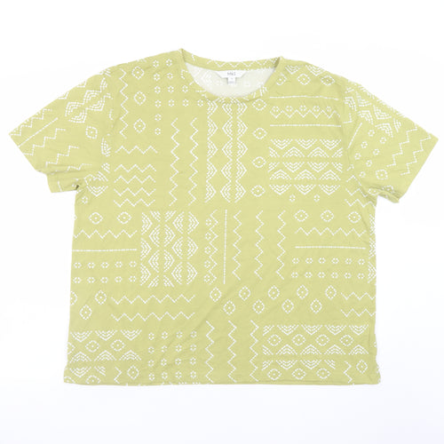 Marks and Spencer Women's Green Geometric T-Shirt Size 18