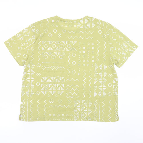 Marks and Spencer Women's Green Geometric T-Shirt Size 18
