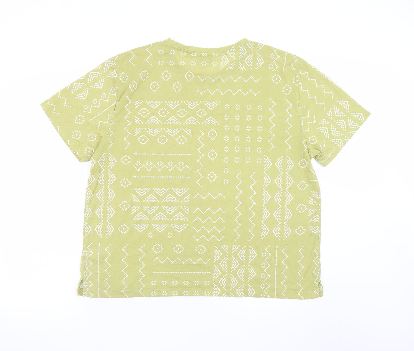 Marks and Spencer Women's Green Geometric T-Shirt Size 18
