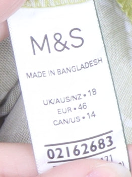Marks and Spencer Women's Green Geometric T-Shirt Size 18