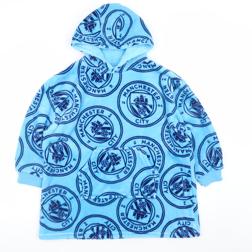 Manchester City Boys Blue Fleece Hooded Robe S Warm Winter Nightwear