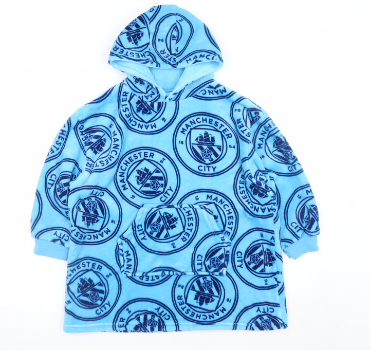 Manchester City Boys Blue Fleece Hooded Robe S Warm Winter Nightwear