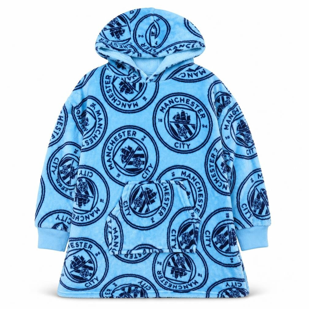 Manchester City Boys Blue Fleece Hooded Robe S Warm Winter Nightwear
