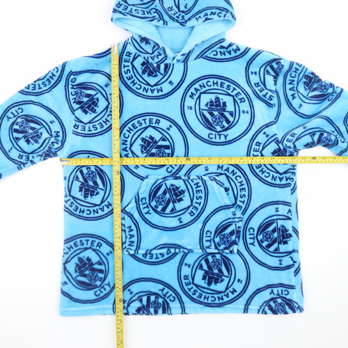 Manchester City Boys Blue Fleece Hooded Robe S Warm Winter Nightwear