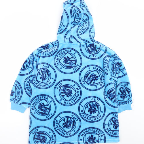 Manchester City Boys Blue Fleece Hooded Robe S Warm Winter Nightwear