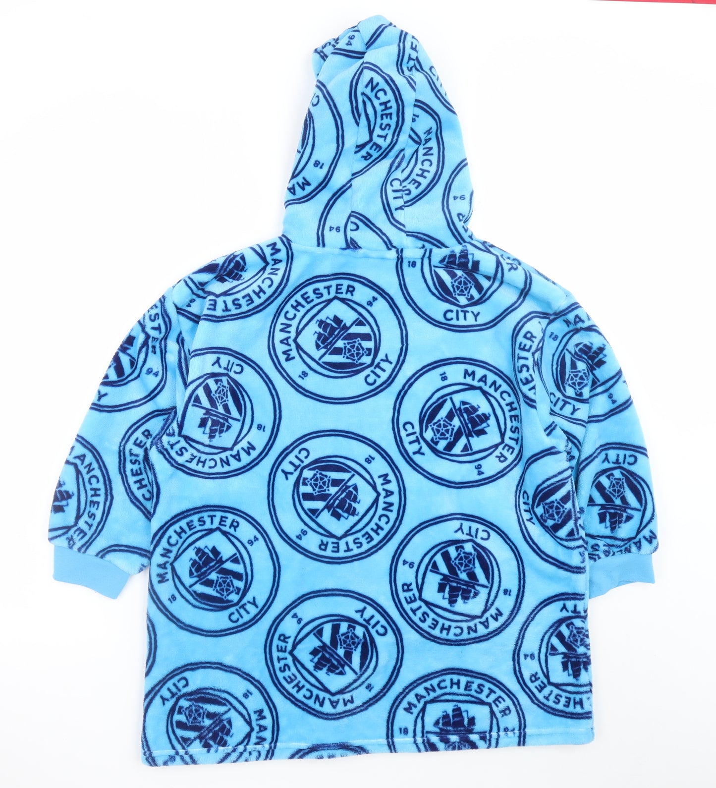 Manchester City Boys Blue Fleece Hooded Robe S Warm Winter Nightwear