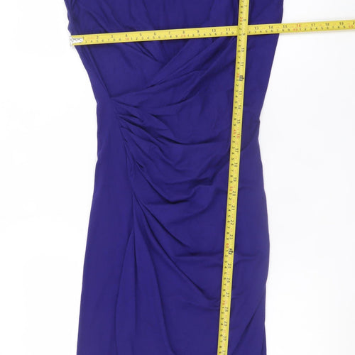 Phase Eight Women’s Blue Size 8 Wrap Dress Short Sleeve V-Neck Ruched