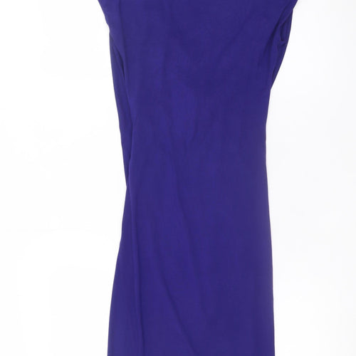 Phase Eight Women’s Blue Size 8 Wrap Dress Short Sleeve V-Neck Ruched