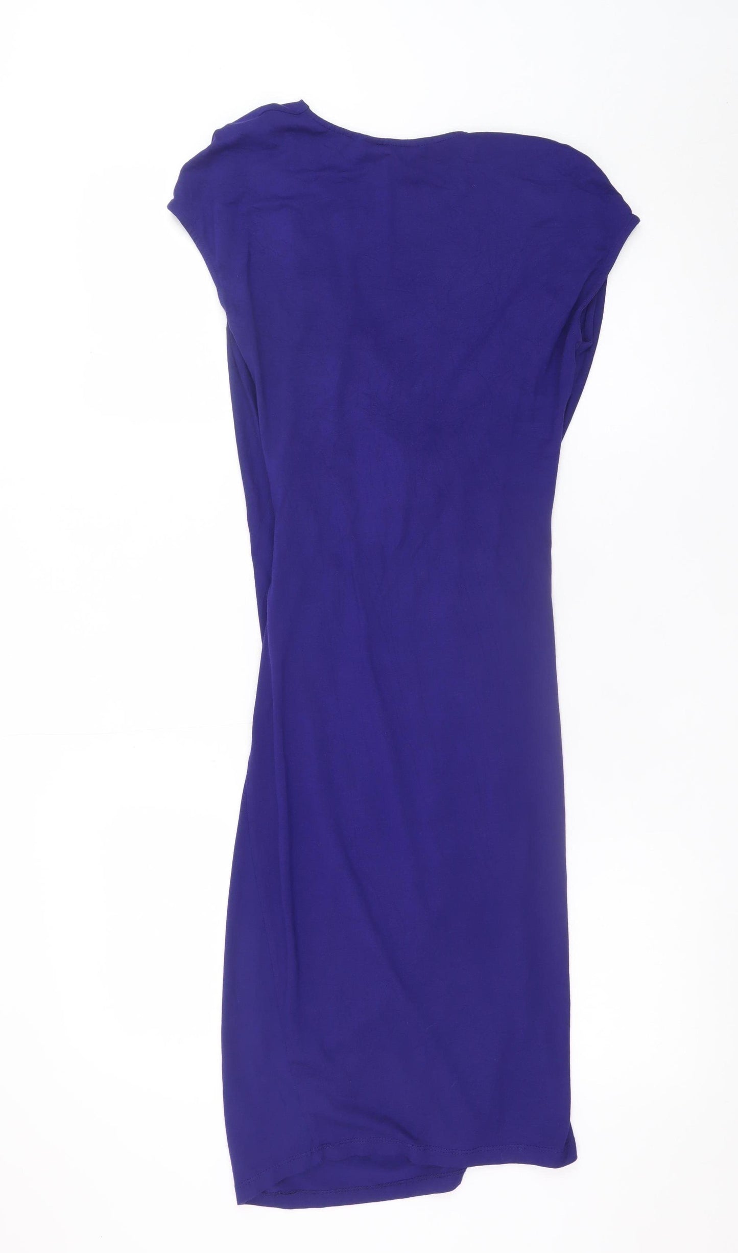 Phase Eight Women’s Blue Size 8 Wrap Dress Short Sleeve V-Neck Ruched