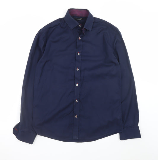 Selected Homme Men's Navy Blue Regular Fit Cotton Dress Shirt M 40cm