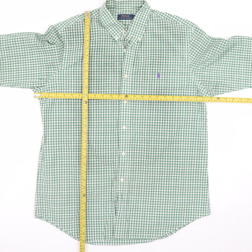 Ralph Lauren Men's Green Check Button-Down Cotton Shirt L