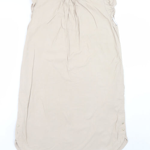Zara Basic Women Beige Sleeveless Shift Dress Size M